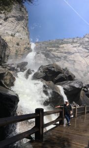 A cool shower at the feet of Wapama Falls is a nice treat after an easy 2.5 mile hike.