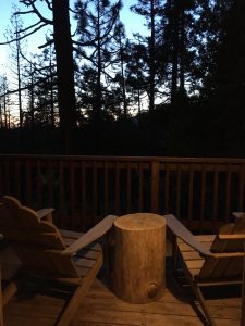 Porch-sitting in my cabin at the Evergreen Lodge just on the outskirts of Yosemite.