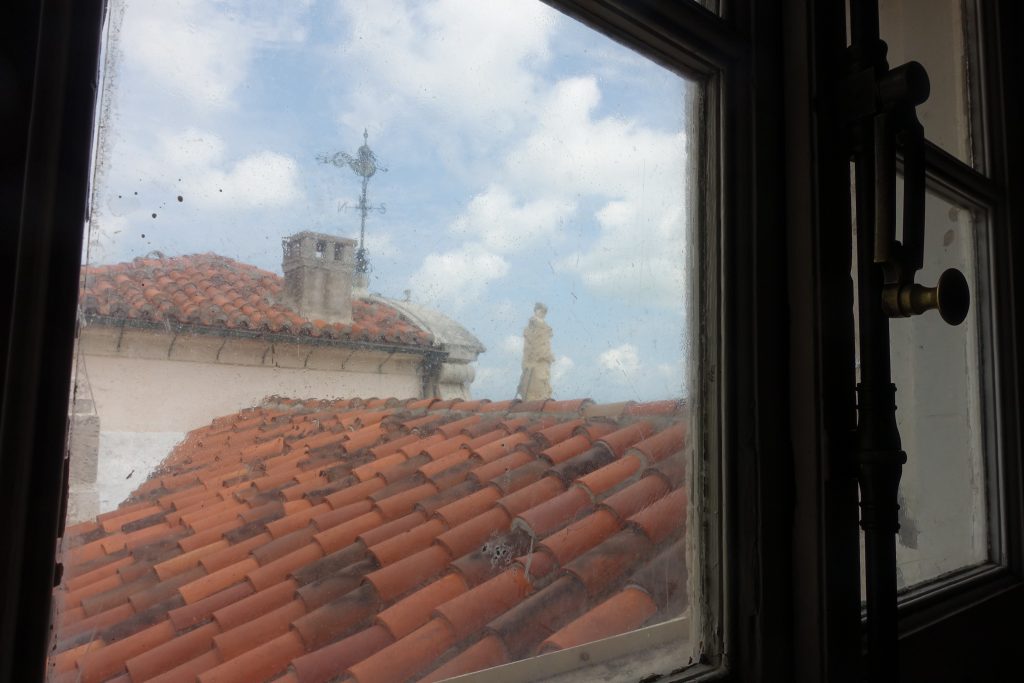 This famous weathervane is best seen from an interior stairwell that leads to less prestigious rooms.