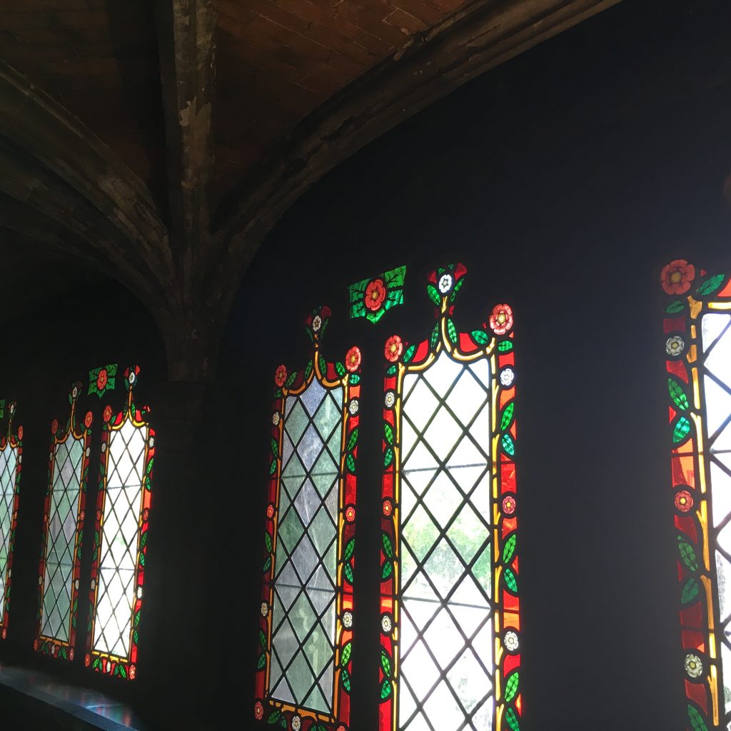 Stained glass inside the Basilica