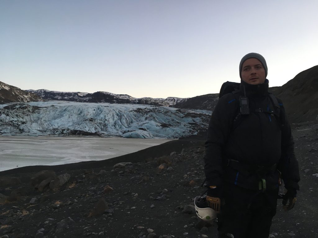 Approaching Solheimajokull with Arcanum guide David