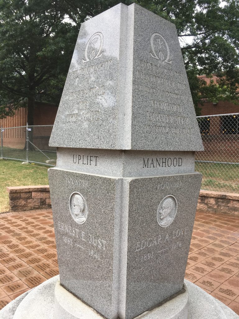 Omega Psi Phi Fraternity monument dedicated to Ernest Just (1883-1941, Biologist and writer) and Edgar Love (1891-1974, minister, activist and educator)