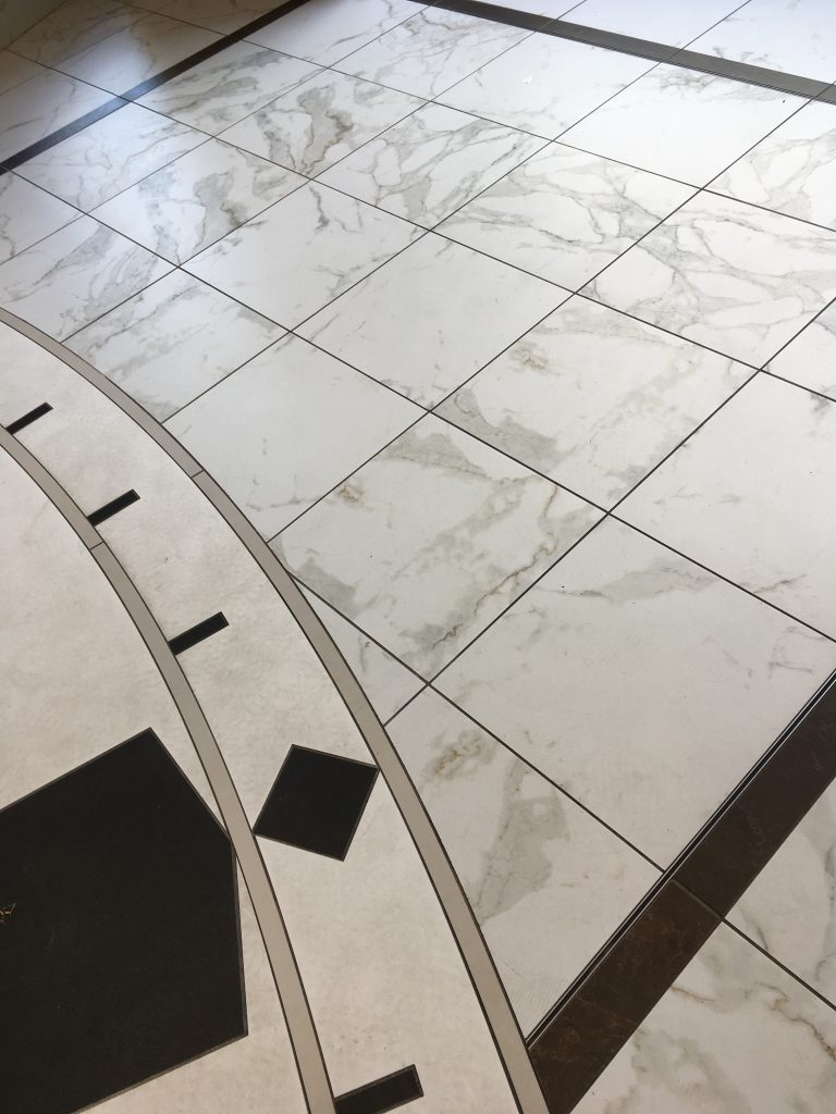 Marble floors in the Wrigley Building, now a Walgreens