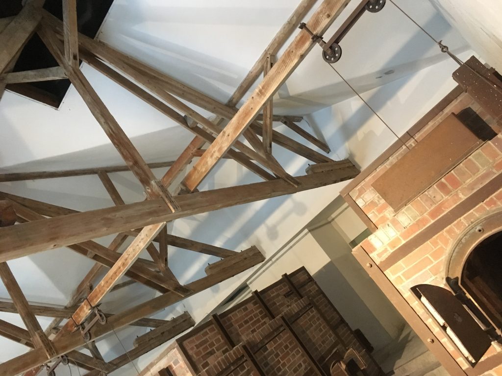 Rafters of 2nd crematorium, corner right