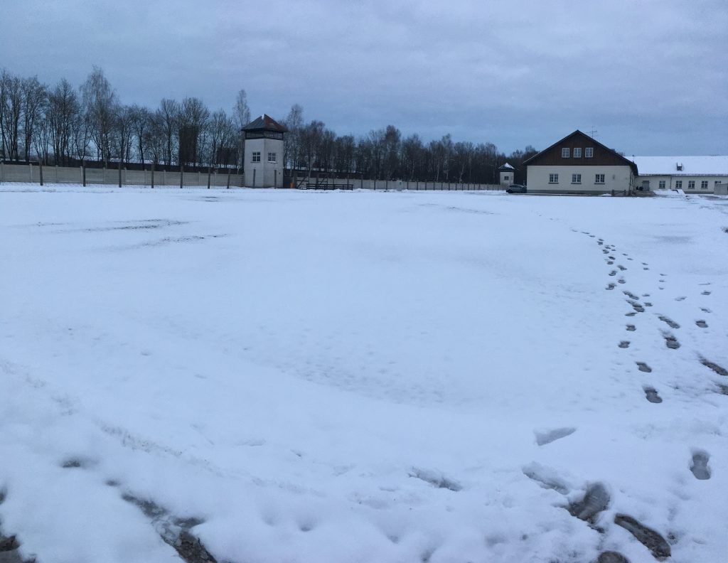 Open fields where prisoner bunkers used to stand