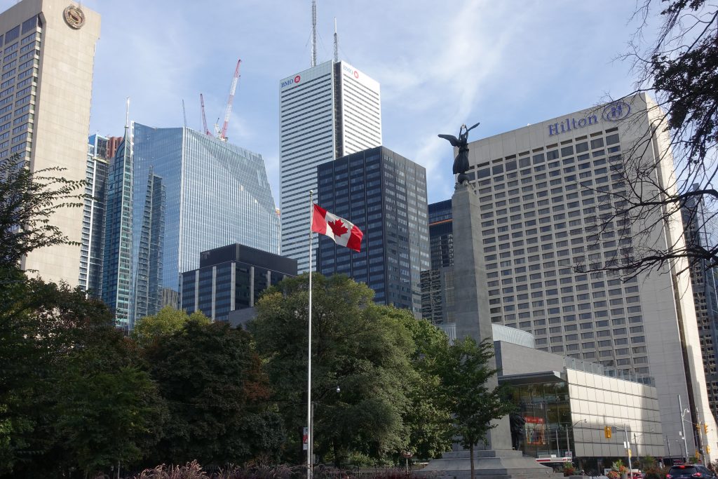 Mid-town with Canadian flag