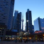 Skyline from waterfront at night